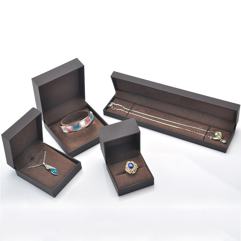 Boîte Bijoux Velours Classique Marron Noir