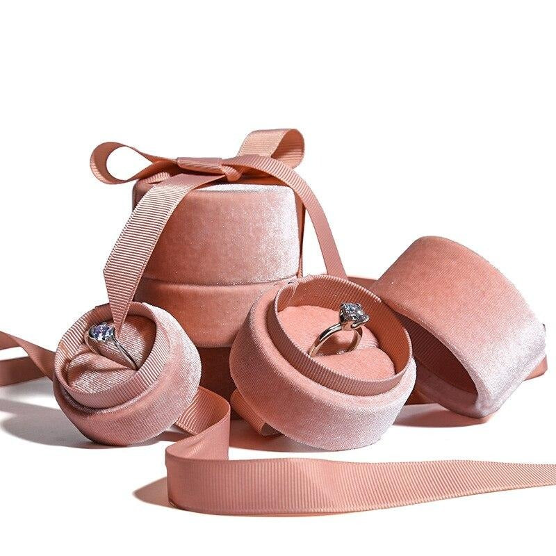 Boîte Bijoux Rose Velours Cadeau Voyage