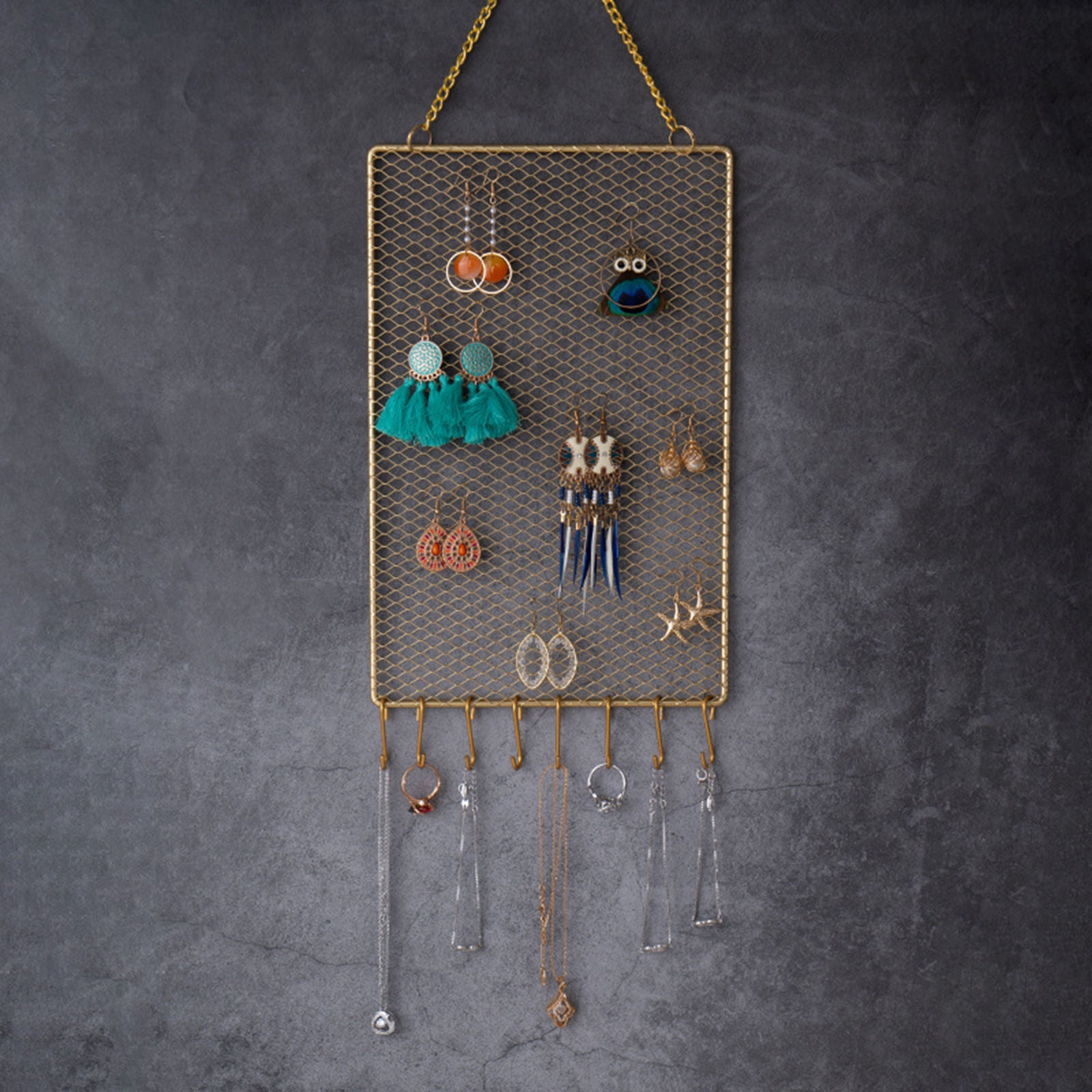 Présentoir Bijoux Métal Grille Mural