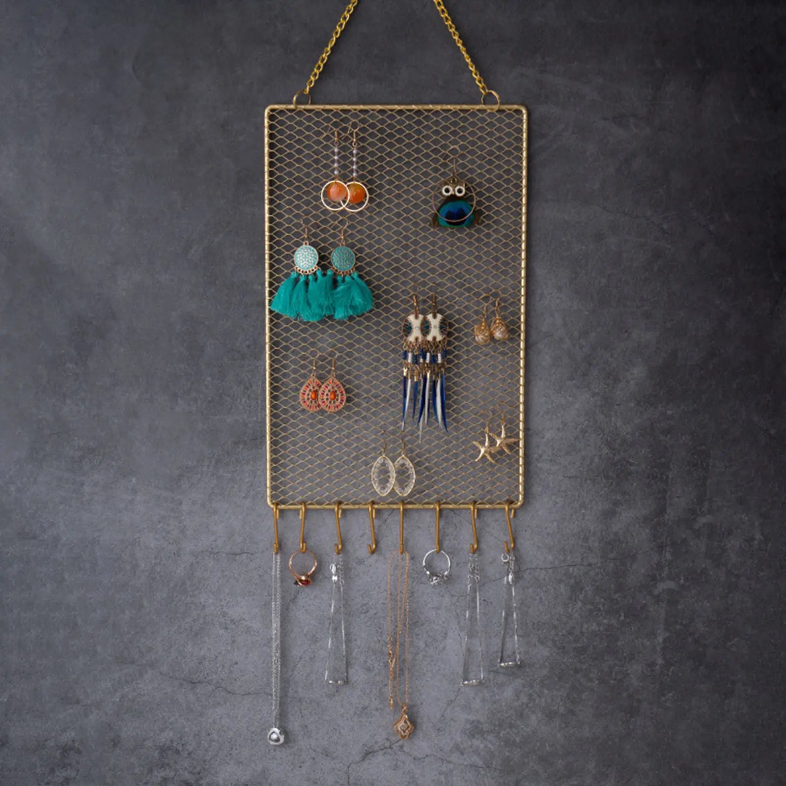 Présentoir Bijoux Métal Grille Mural