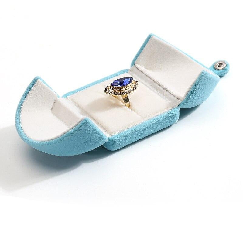 Boîte Bijoux Bleu Velours Voyage Vitrine