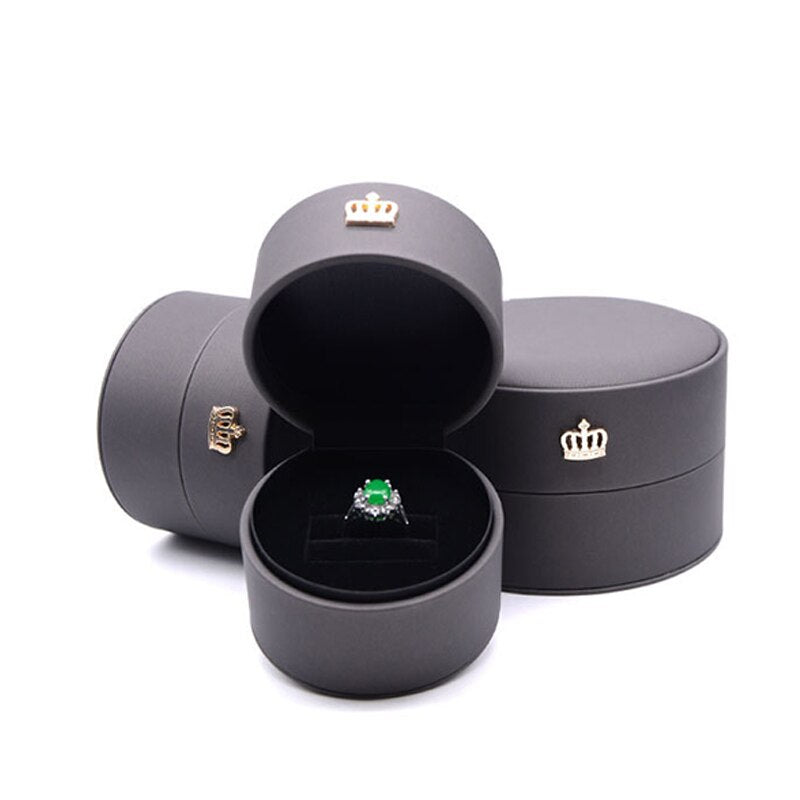 Boîte Bijoux Velours Rond Couronne Luxe