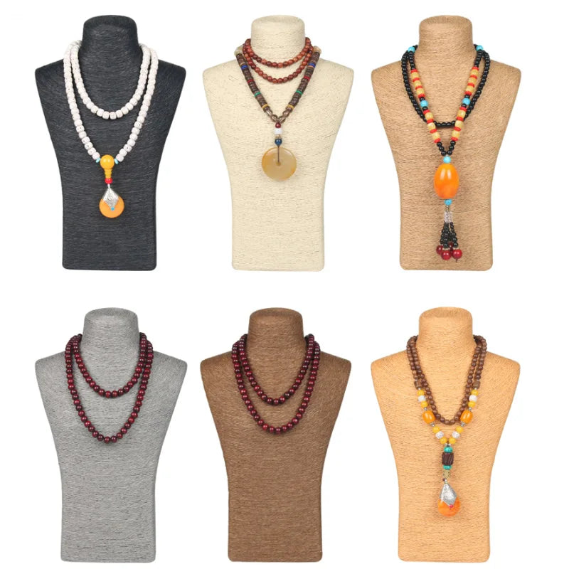 Présentoir Collier Coton Lin Multicolore