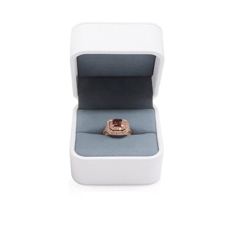 Boîte Bijoux Velours Blanc Compact Bague Collier