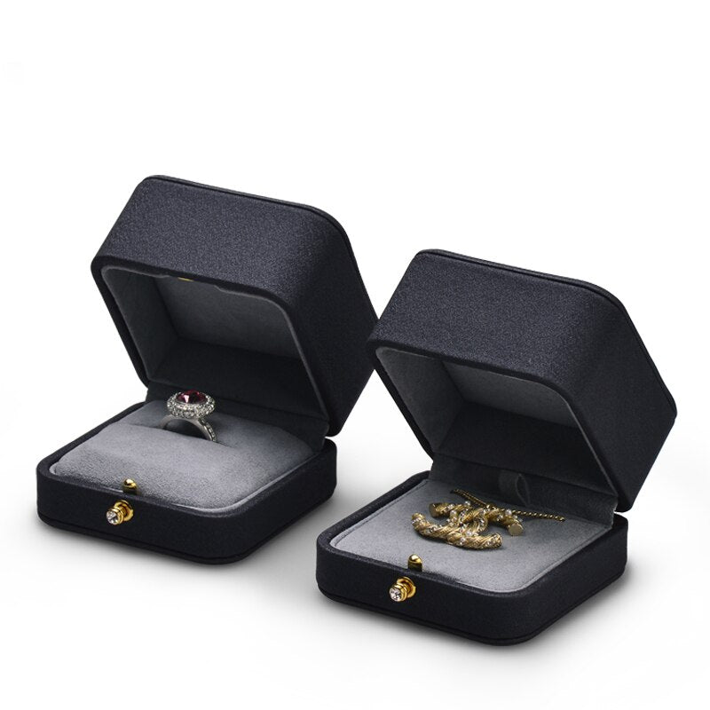 Boîte Bijoux Velours Élégante Bague Collier