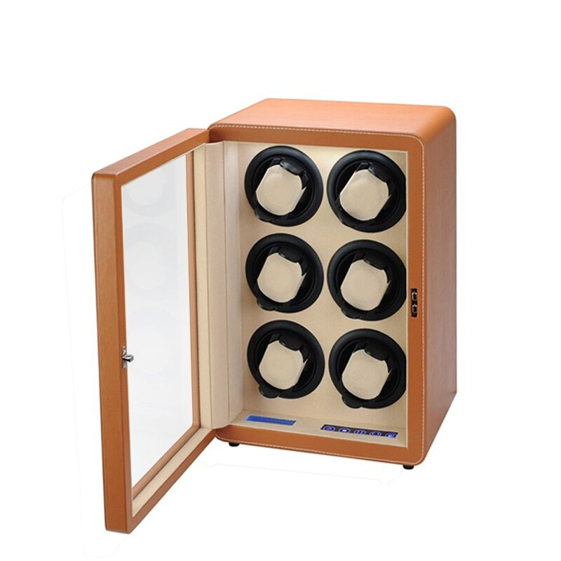 Coffret Remontoir Montre Cuir 6 Places Automatique