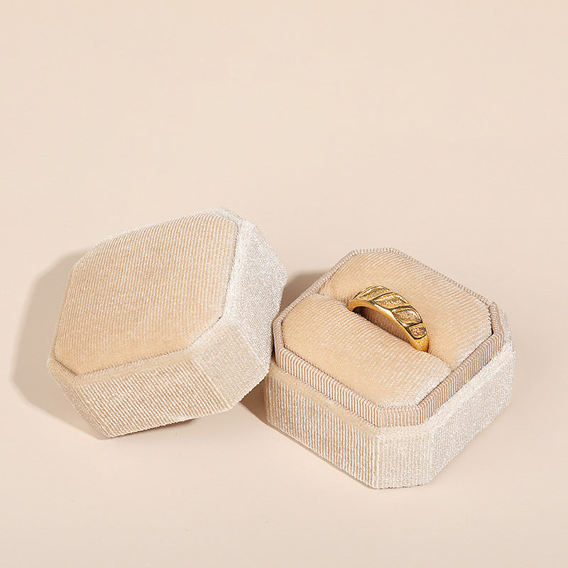 Écrin Bague Velours Compact Voyage Cadeau