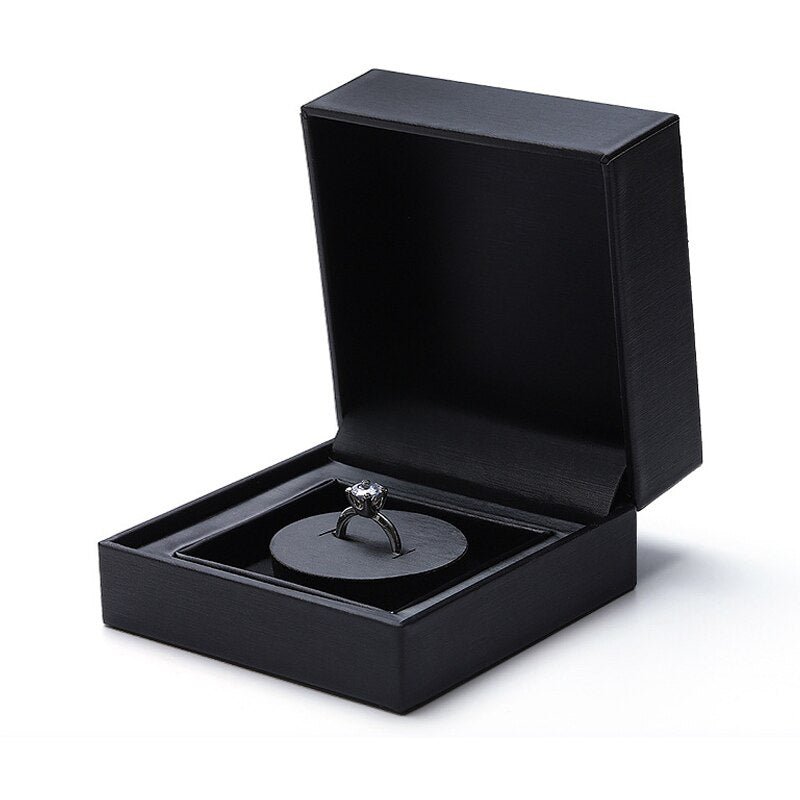 Boîte Bague Noire Velours Premium Cadeau