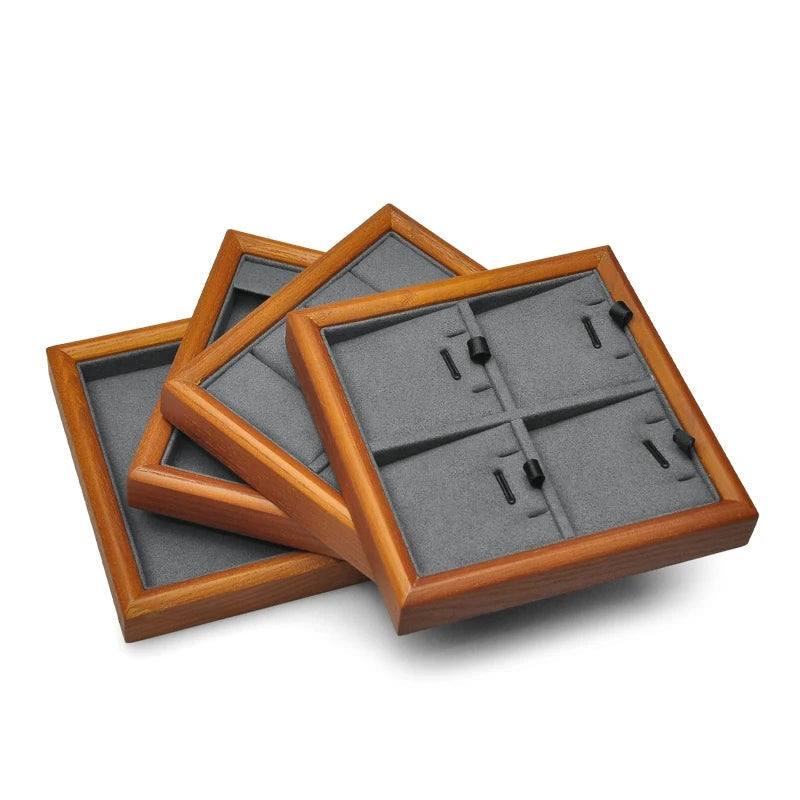 Plateau Bijoux Bois Massif Tiroir Rangement – plateaux de rangement avec bijoux variés sur un bureau