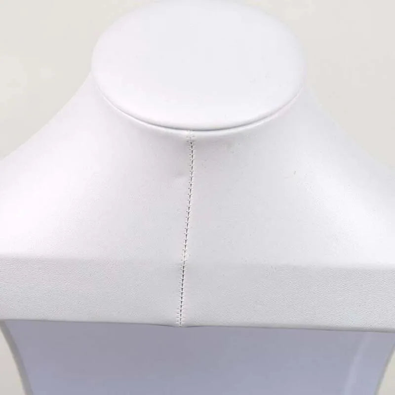 Buste Collier Cuir Blanc Premium Vitrine