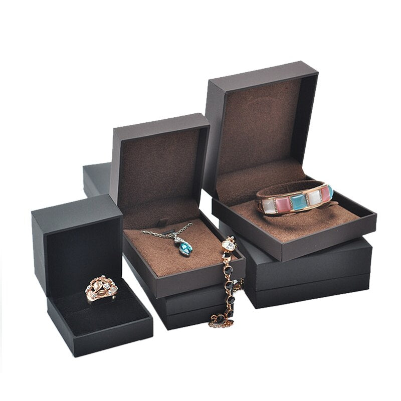Boîte Bijoux Velours Classique Marron Noir
