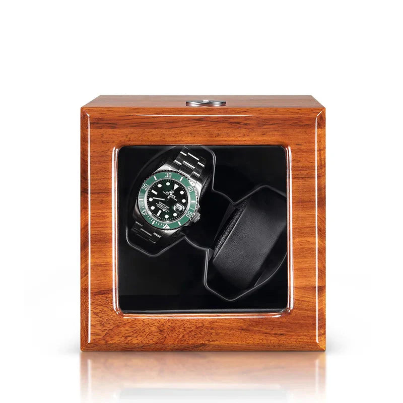 Remontoir Montre Bois 2 Places Velours Noir