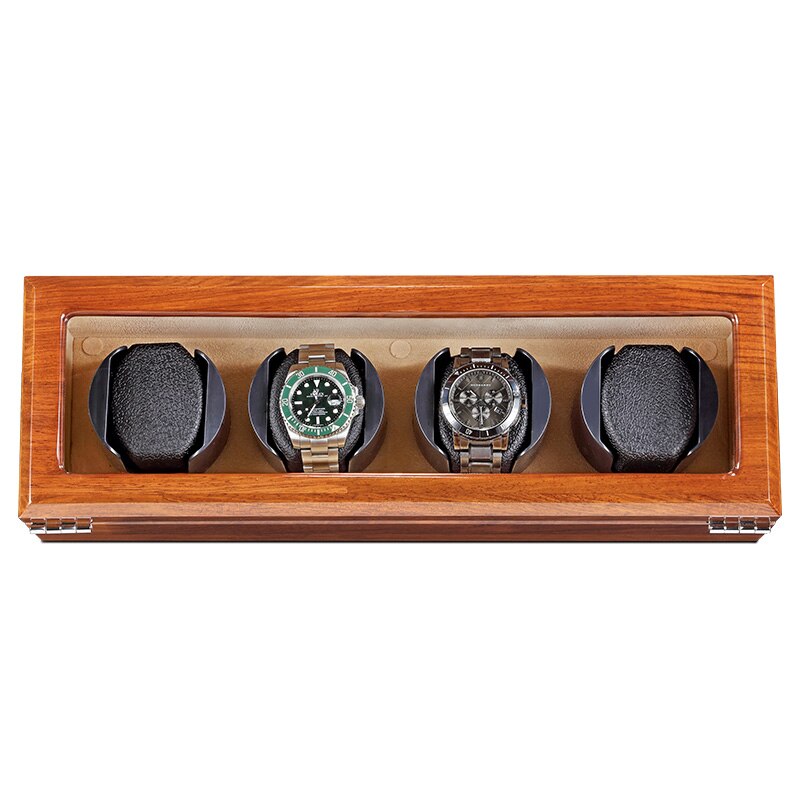 Remontoir Montre Bois 4 Slots Velours