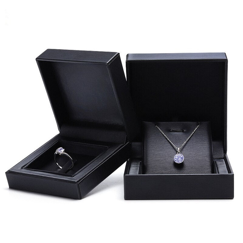 Boîte Bague Noire Velours Premium Cadeau