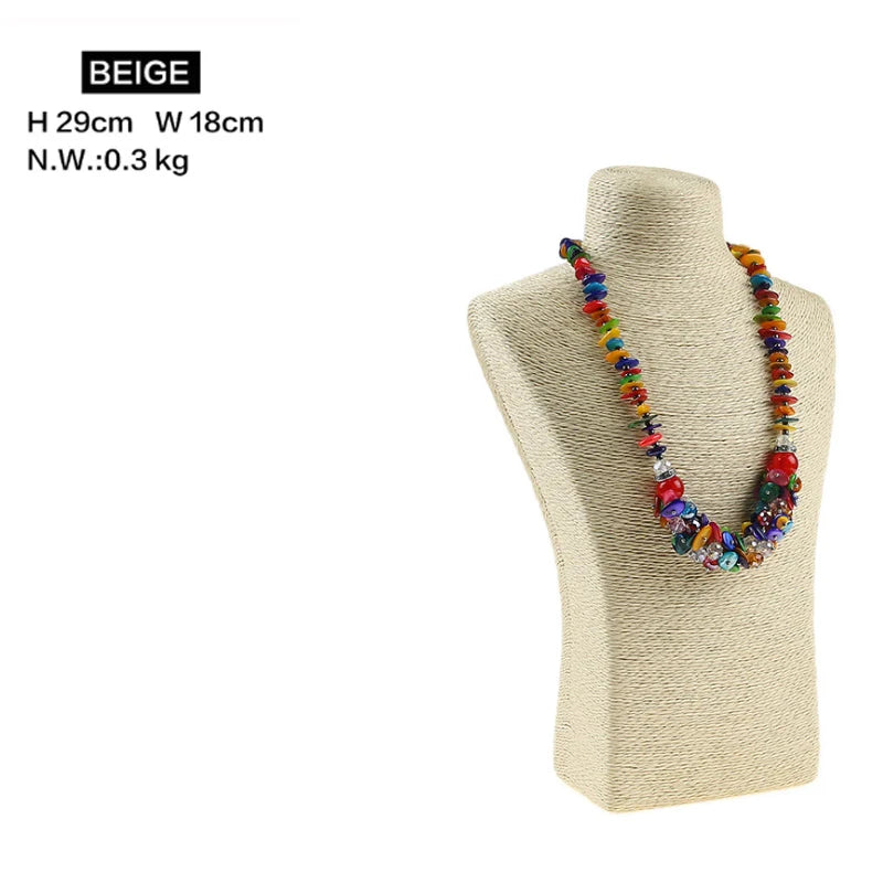 Présentoir Collier Coton Lin Multicolore
