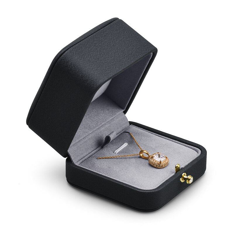 Boîte Bijoux Velours Élégante Bague Collier