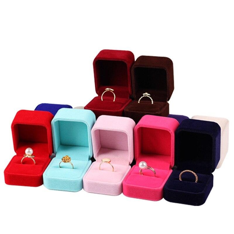 Boîte Bague Velours Petit Compact Multicolore