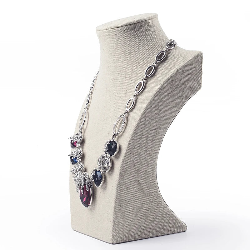 Buste Collier Coton Beige Mannequin Vitrine
