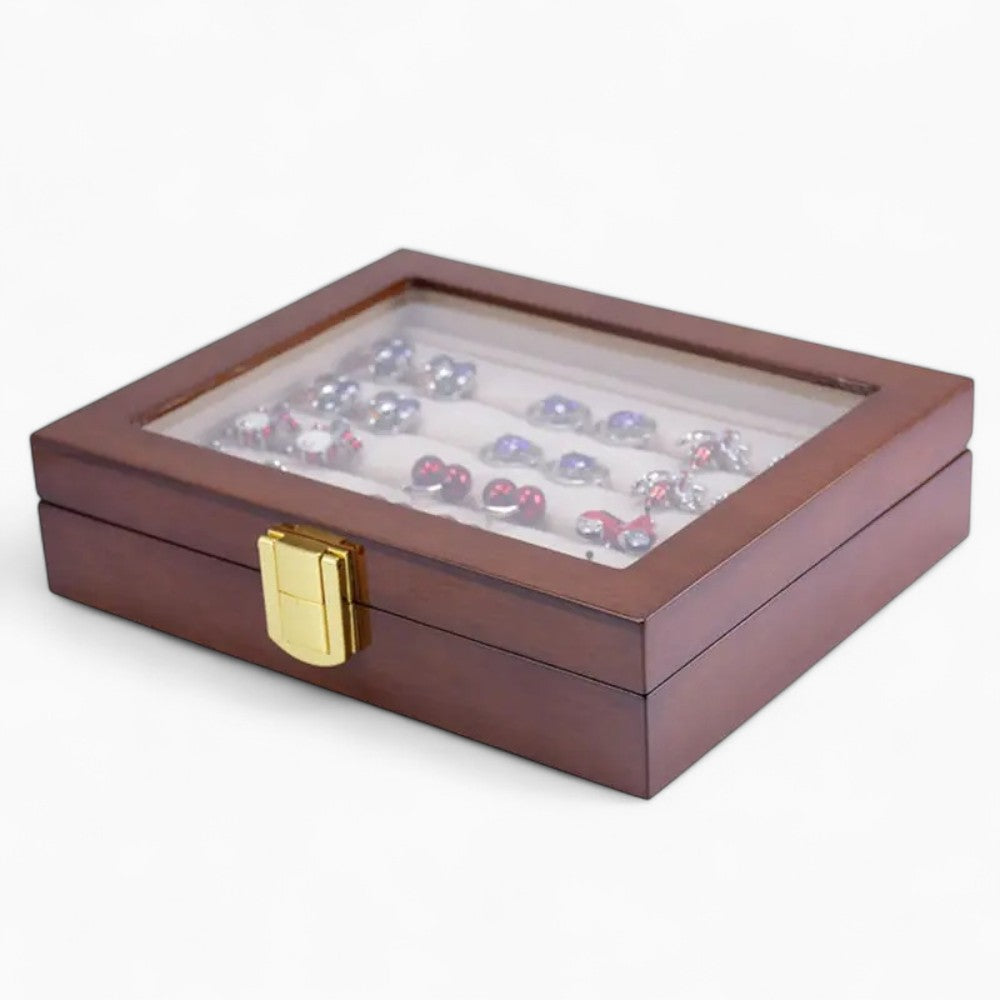 Boîte à Bijoux Bois Vitrine Chêne Foncé