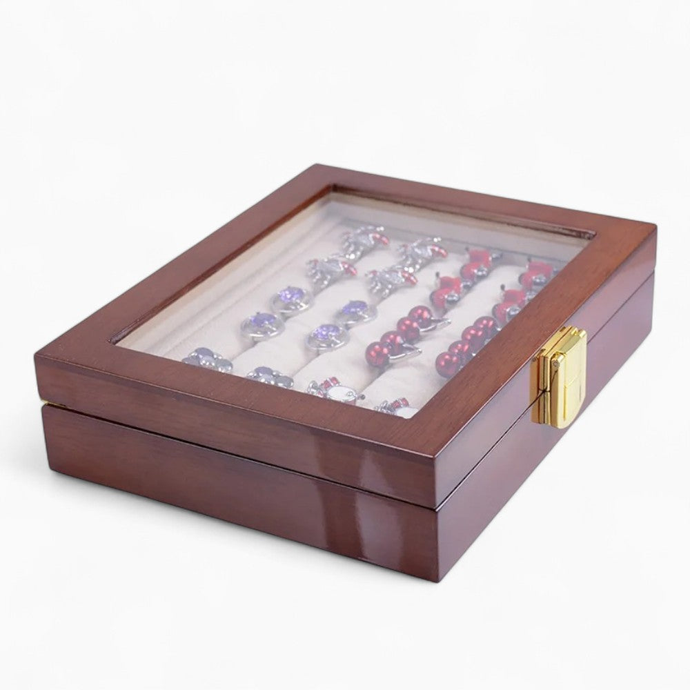 Boîte à Bijoux Bois Vitrine Chêne Foncé
