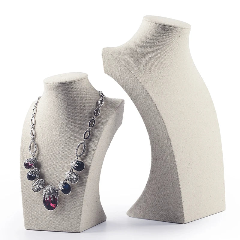 Buste Collier Coton Beige Mannequin Vitrine