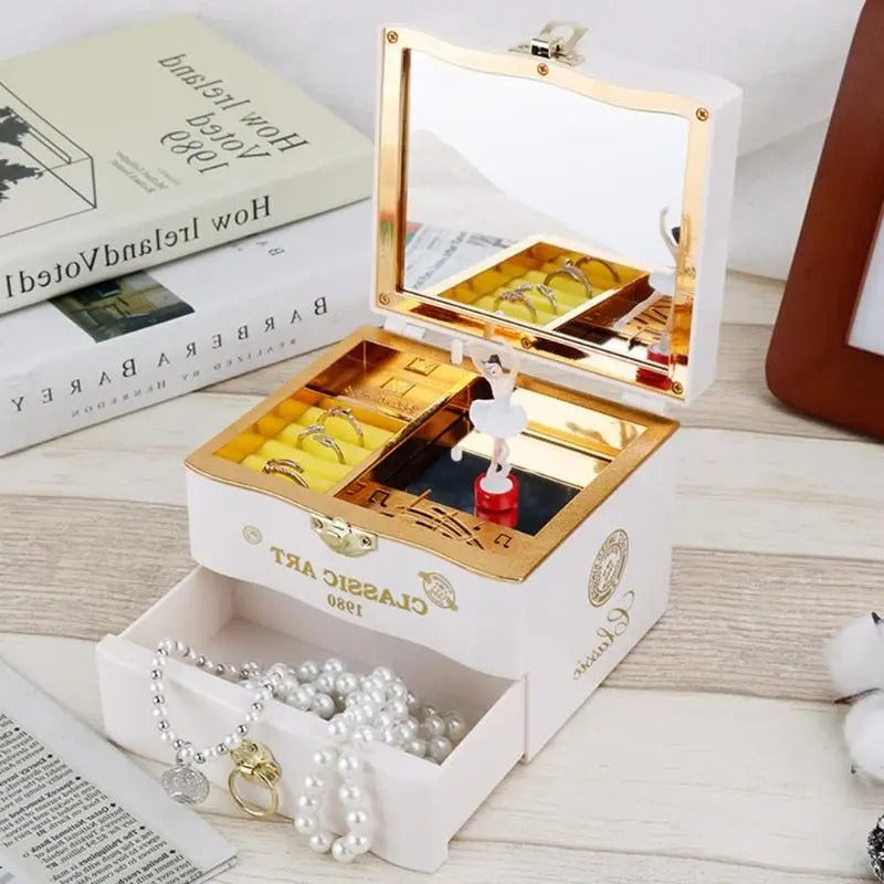 Boîte à Bijoux Musicale Bois Blanc Coffret