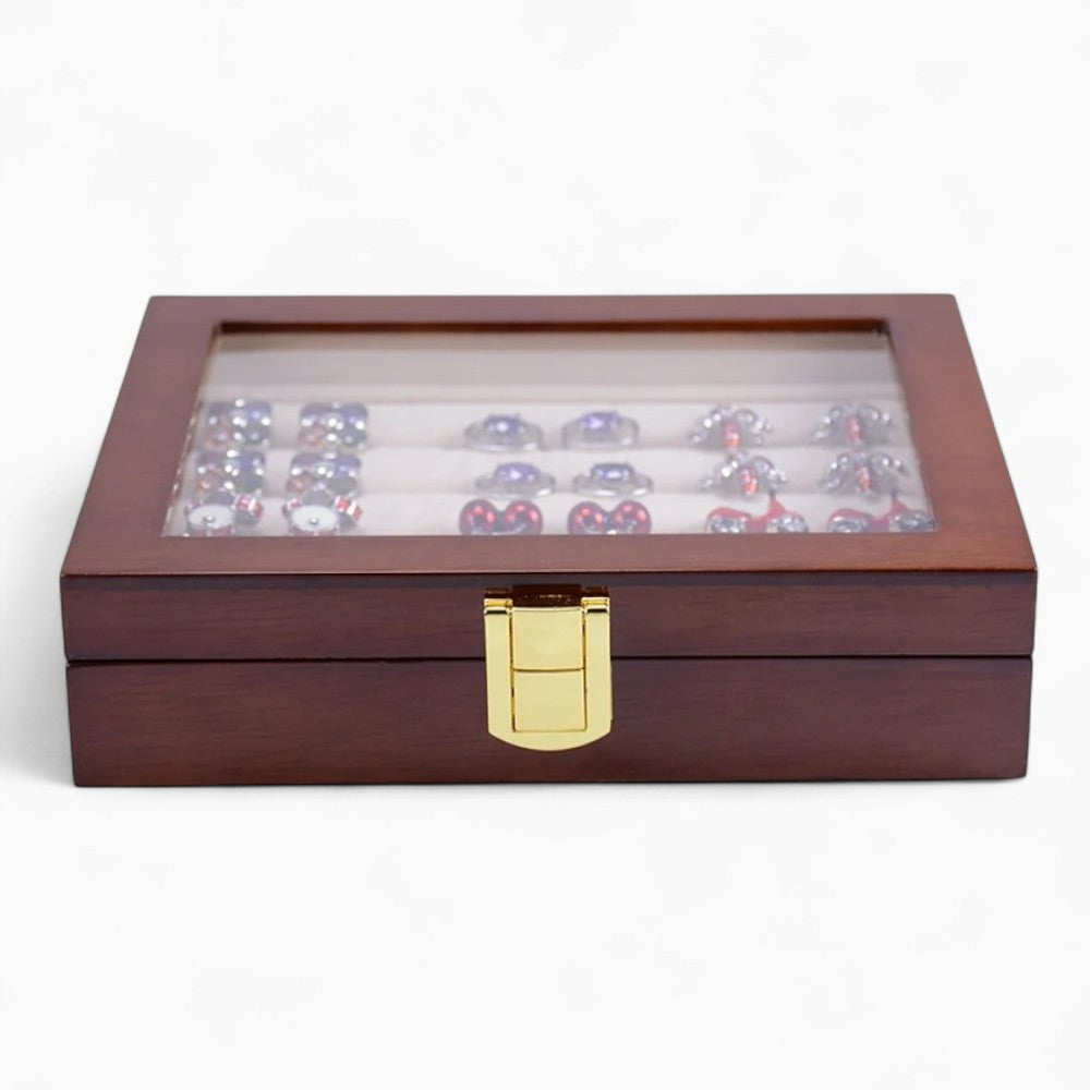 Boîte à Bijoux Bois Vitrine Chêne Foncé