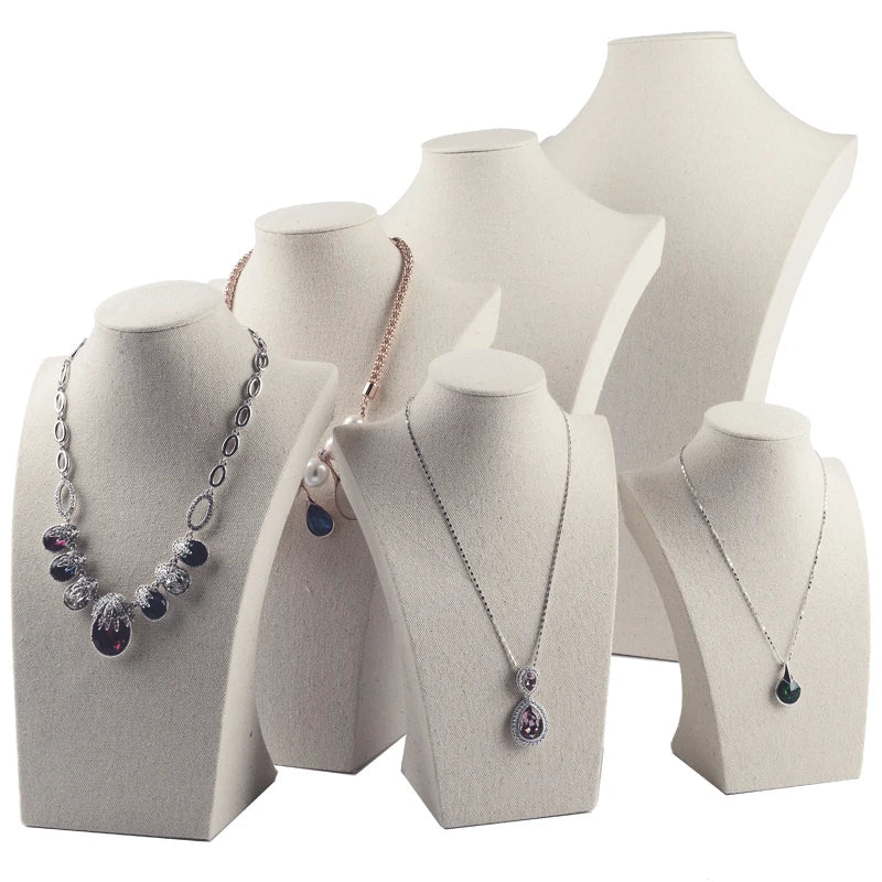 Buste Collier Coton Beige Mannequin Vitrine