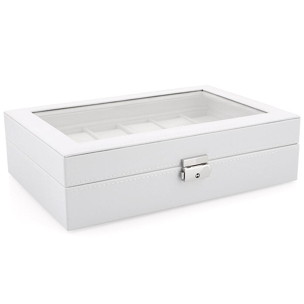 Coffret Montre Simili Cuir Blanc 12 Places