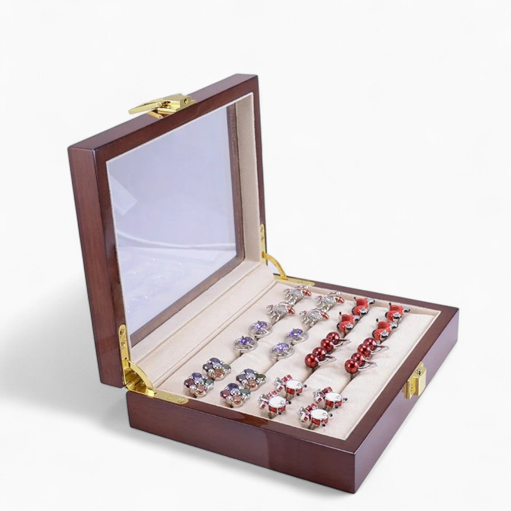 Boîte à Bijoux Bois Vitrine Chêne Foncé