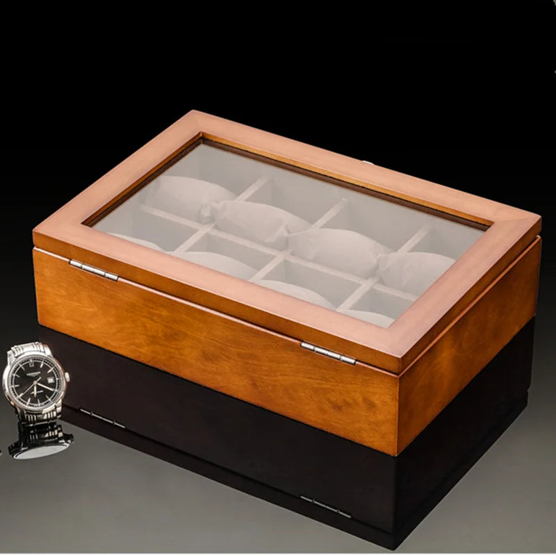 Boîte Montre Bois 8 Emplacements Vitrine