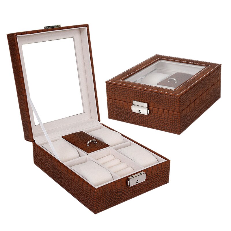 Coffret Montre Simili Cuir Crocodile 4 Places