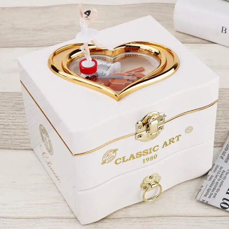 Boîte à Bijoux Musicale Bois Blanc Coffret