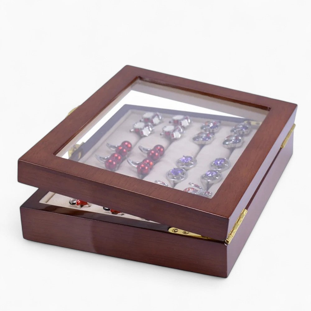 Boîte à Bijoux Bois Vitrine Chêne Foncé