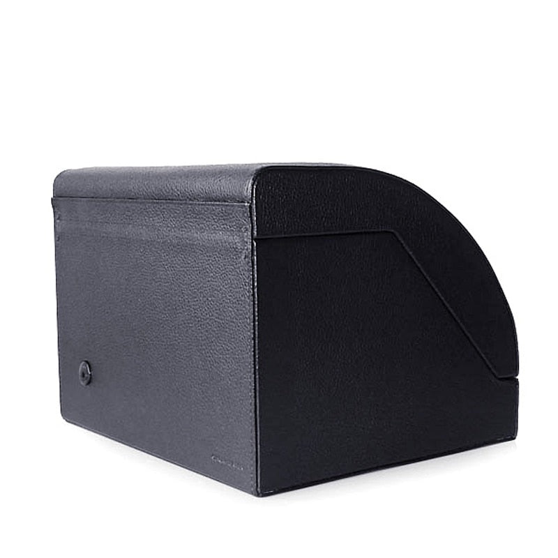 Remontoir Montre Cuir Noir 2 Slots Luxe