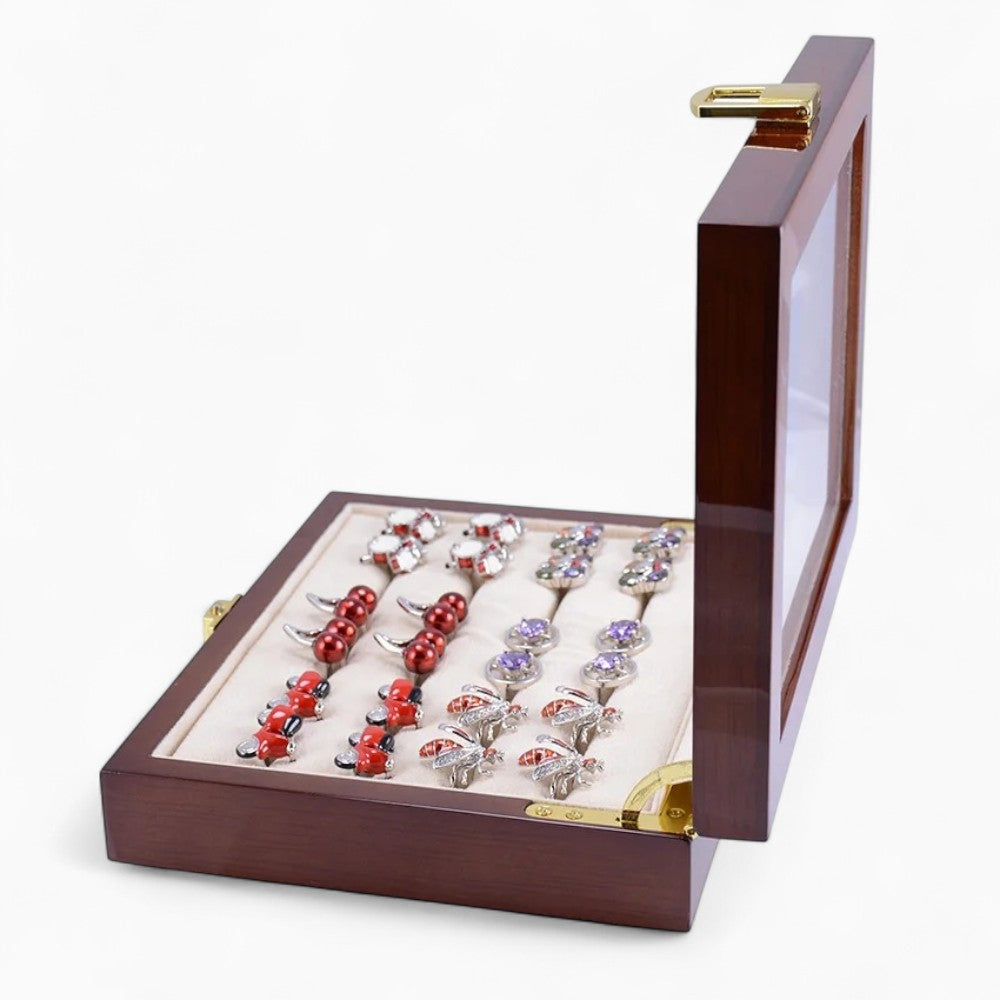 Boîte à Bijoux Bois Vitrine Chêne Foncé