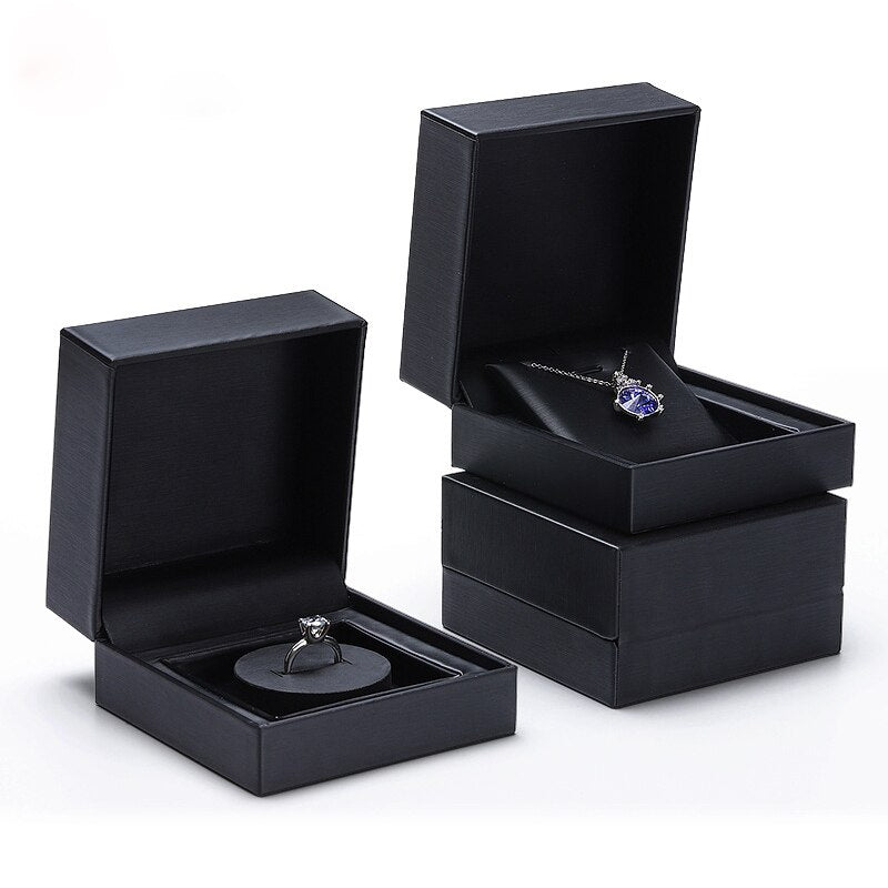 Boîte Bague Noire Velours Premium Cadeau