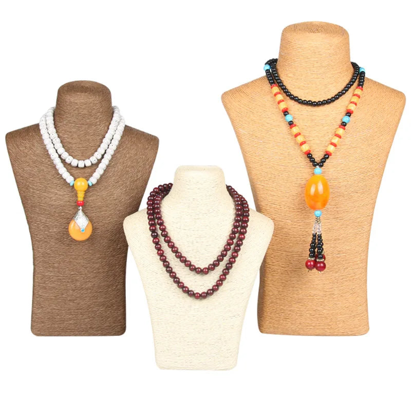Présentoir Collier Coton Lin Multicolore