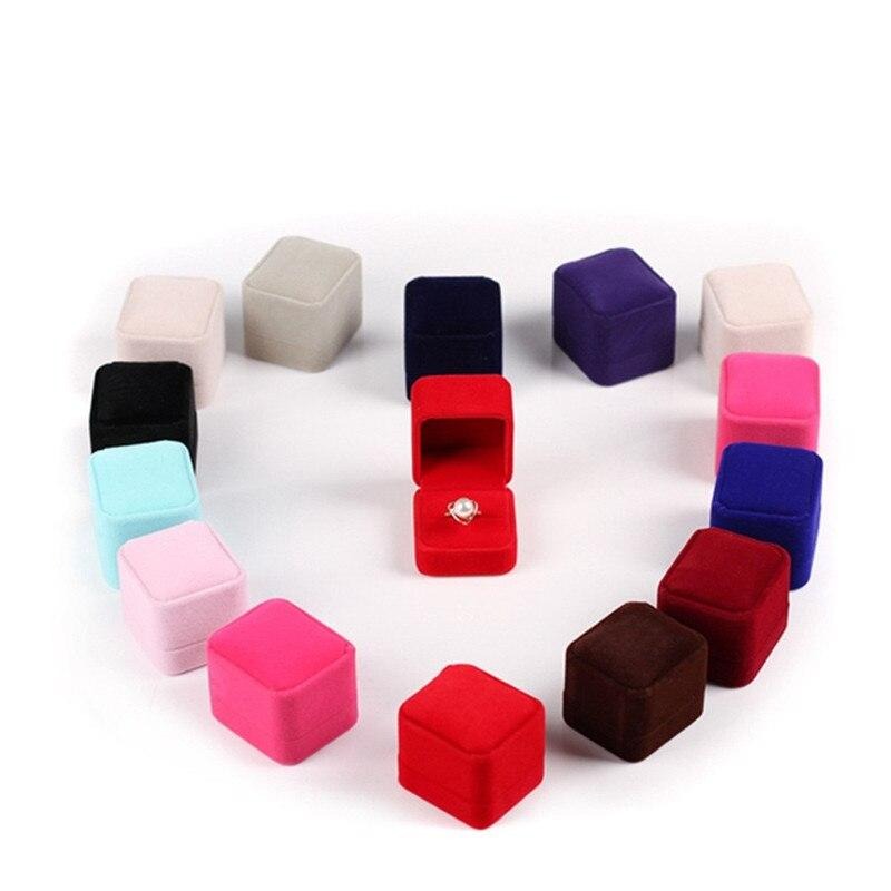 Boîte Bague Velours Petit Compact Multicolore