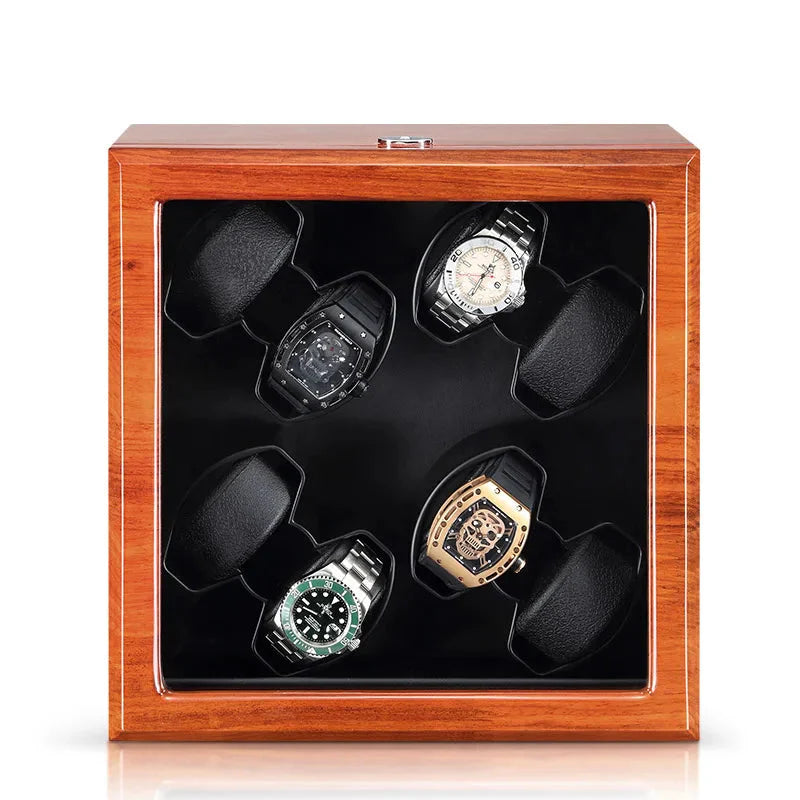 Remontoir Montre Bois Vertical 8 Places Noir