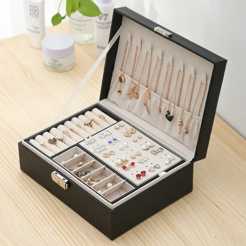 Boite Bijoux Cuir Velours Fermee