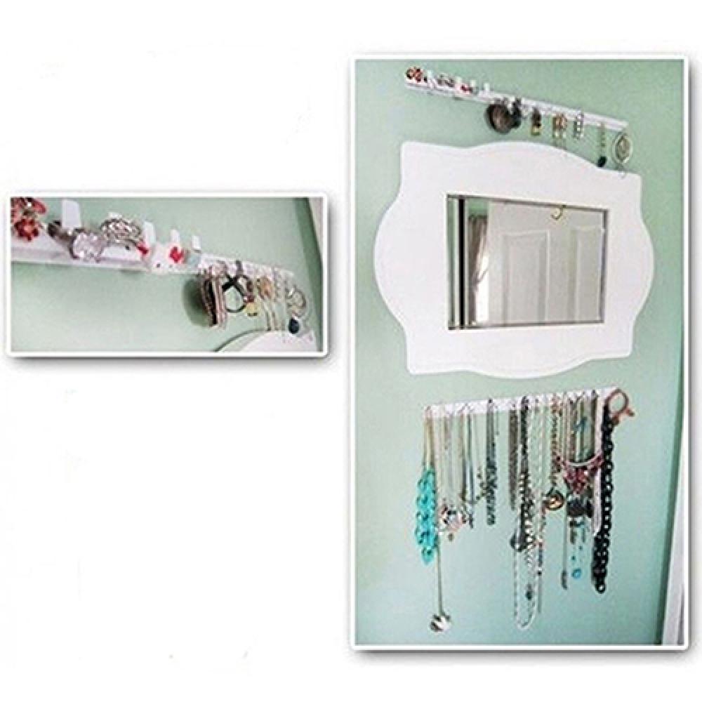 Présentoir Collier Mural Métal Blanc Élégant