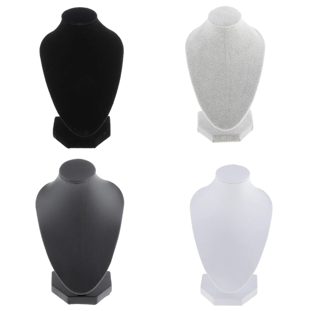 Buste Collier Velours Blanc Mannequin Bijoux