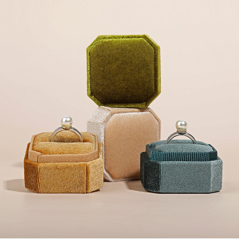 Écrin Bague Velours Compact Voyage Cadeau