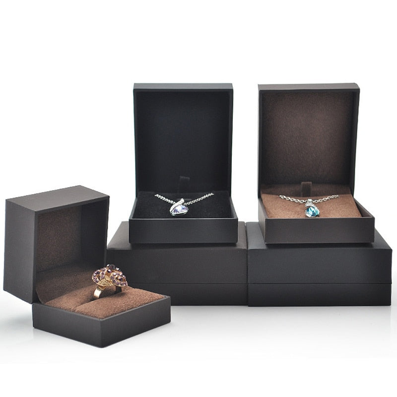 Boîte Bijoux Velours Classique Marron Noir