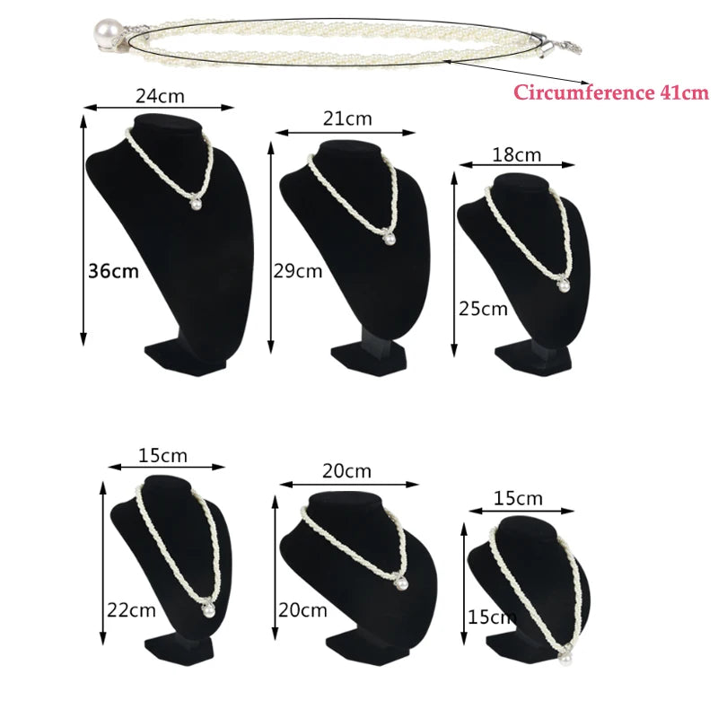 Buste Collier Velours Gris Clair