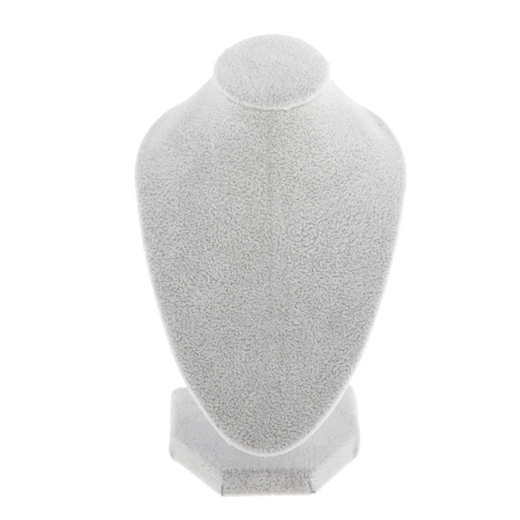 Buste Collier Velours Blanc Mannequin Bijoux