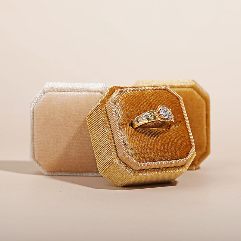 Écrin Bague Velours Compact Voyage Cadeau