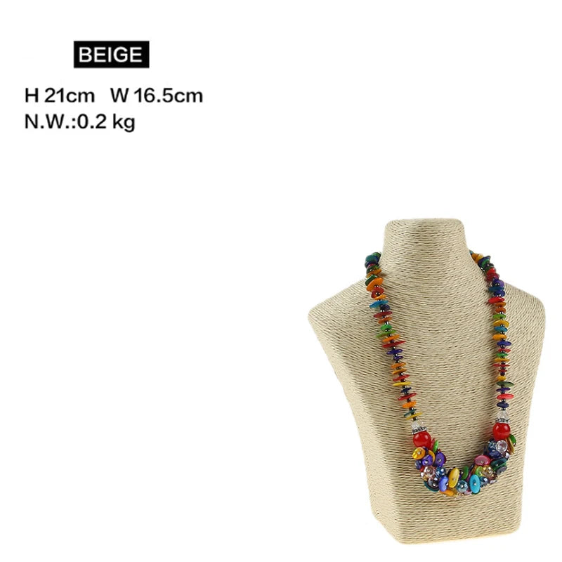 Présentoir Collier Coton Lin Multicolore