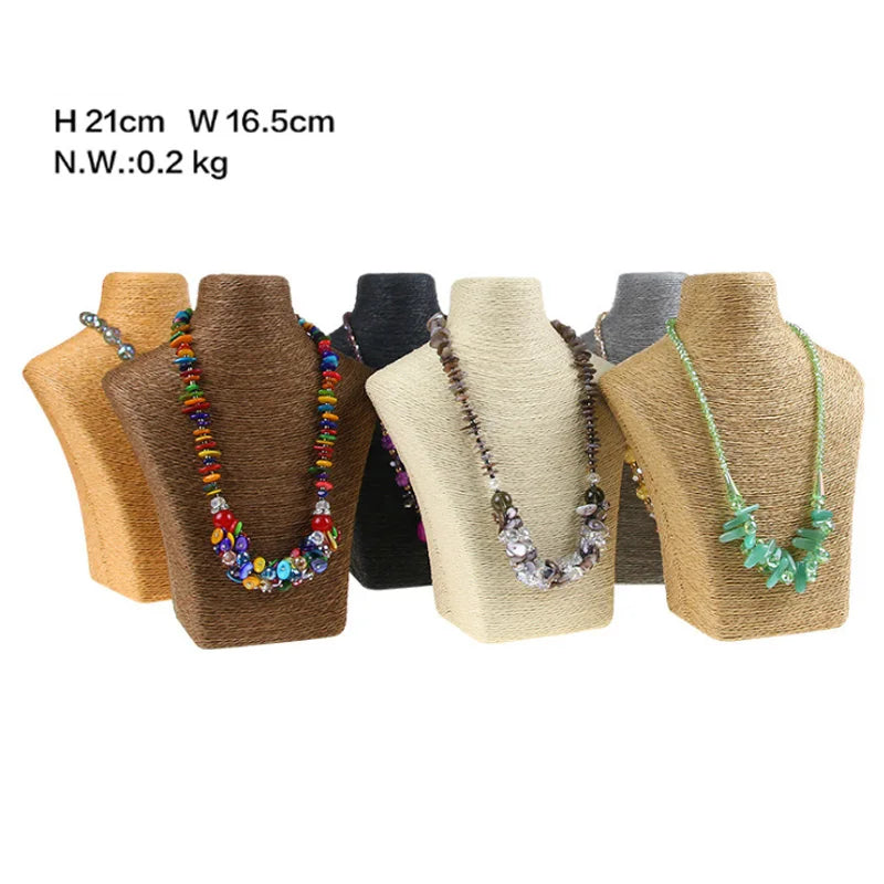 Présentoir Collier Coton Lin Multicolore